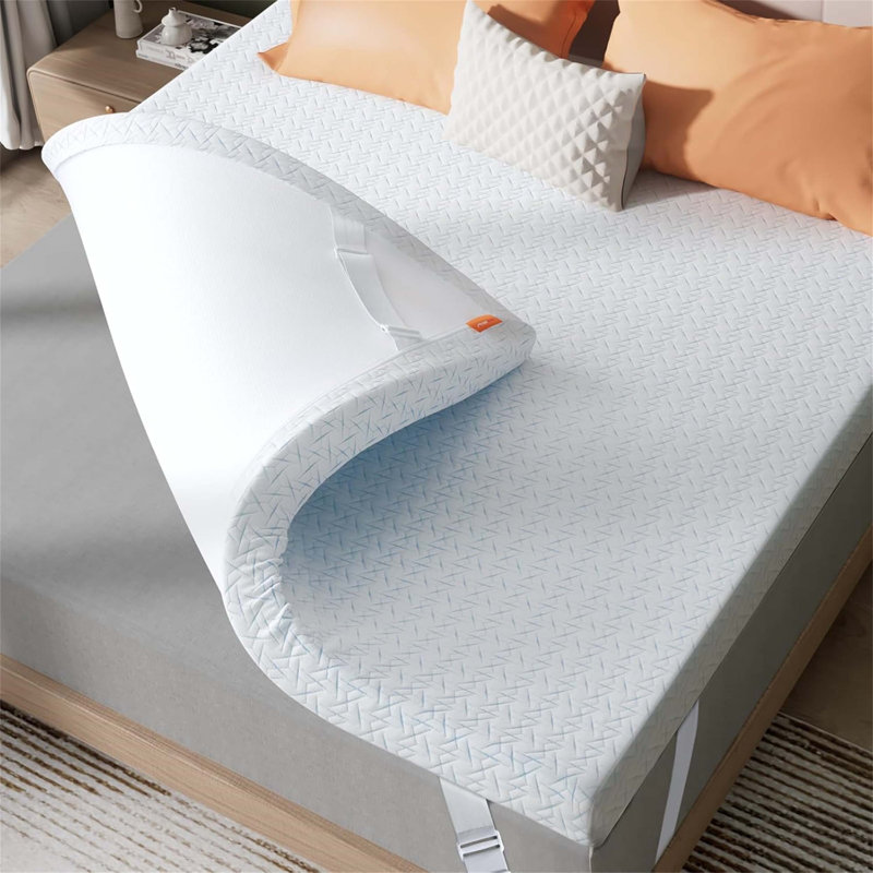 Surmatelas en mousse viscoélastique imprégnée de gel pour lit double, extra ferme, certifié CertiPUR - US, idéal pour un sommeil confortable et de soutien