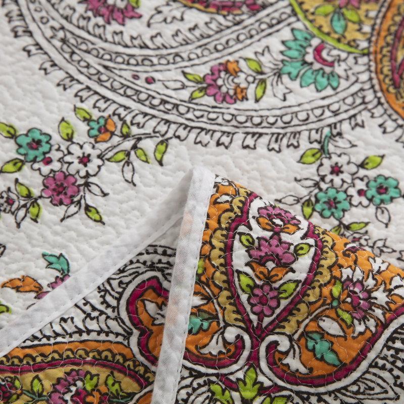 King Size Floral Cotton Quilt Set with Pillow Shams
