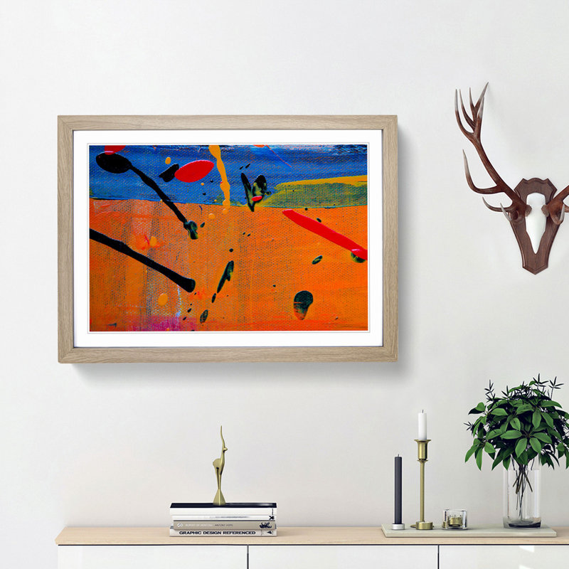 Abstract Art Painting Vol.115 by S.Johnson - Framed Print, 36cm H x 48cm W x 2cm D, Oak Framed