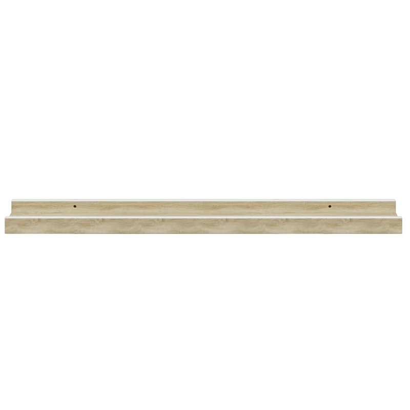 Wall Shelf Set of 2 White Sonoma Oak MDF 23.6 in Long Wall Mounted Shelves, 1.2" H x 3.5" W x 23.6" D, White Somma Oak