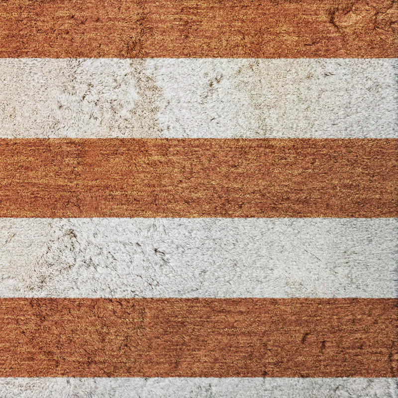 Premium Machine Washable Dream Shag ADS528 Striped Rug, 8' x 10', Paprika