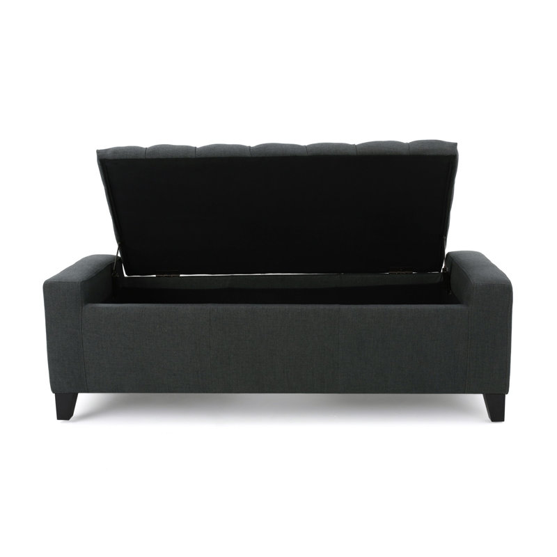 Kaiyana Upholstered Ottoman, Storage Ottoman, Dark Gray Fabric