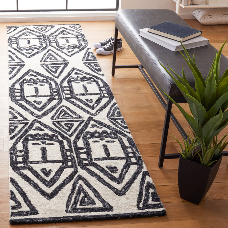 Aon Hand Tufted Wool And Cotton With Latex Southwestern Rug, Runner 2'3" x 9'
