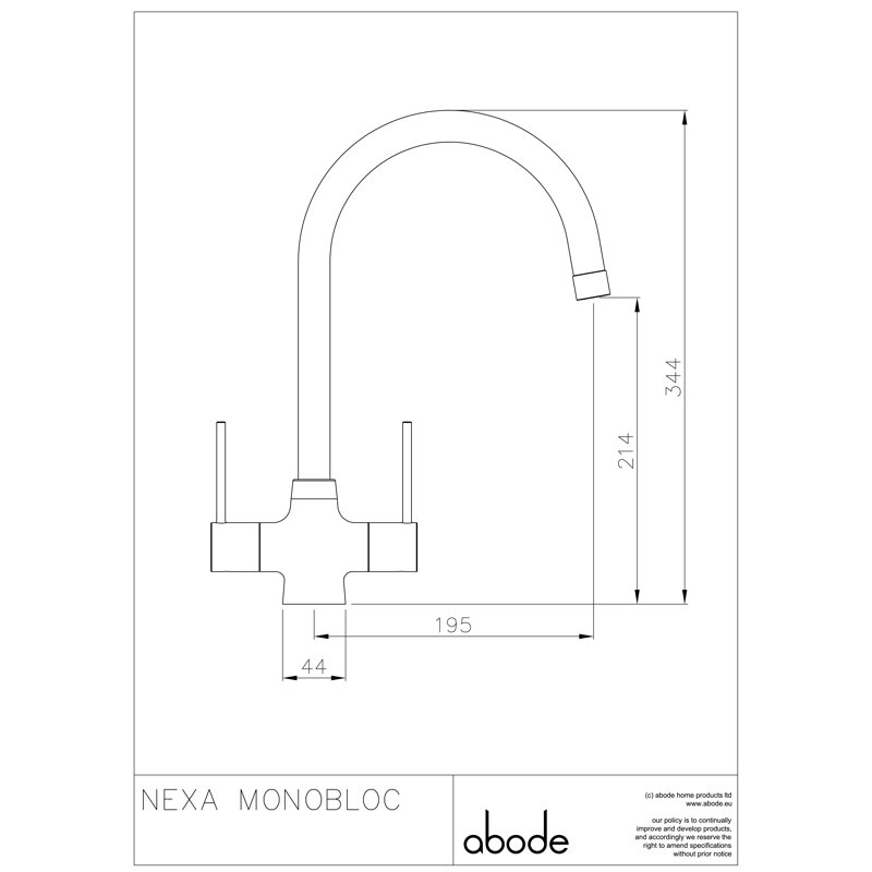 Abode Designs Nexa Monobloc Kitchen Faucet, Brushed Nickel