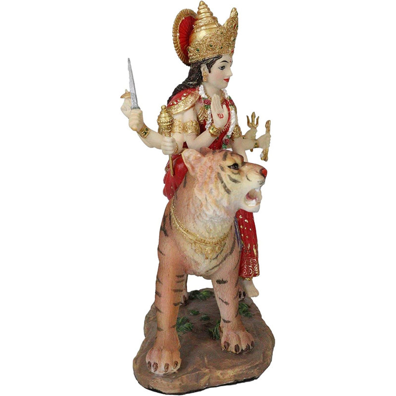 Edivaldo Hindu Goddess Durga Wearing Sari Riding on Tiger