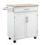 Îlot de cuisine avec chariot, tiroir, armoire de rangement et porte-serviettes, blanc