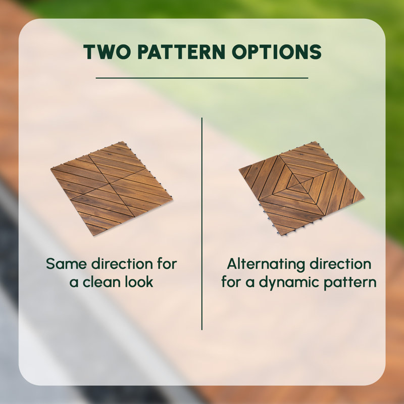 12'' X 12'' Interlocking Deck Tiles, Brown Diagonal