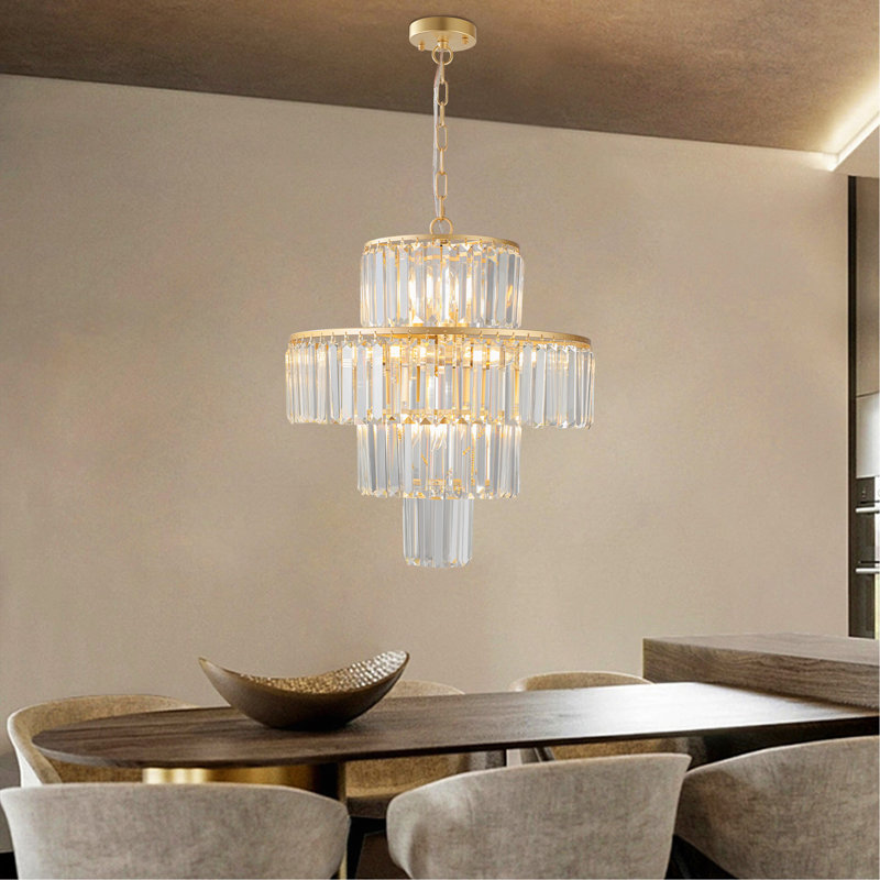 Lustre en cristal doré 12 lumières de luxe à 4 niveaux de 20 po, cadre suspendu, éclairage de plafond élégant pour le salon, la salle à manger et la chambre à coucher