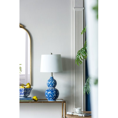D13X25,7 "Vase rond en céramique à deux niveaux bleu et blanc