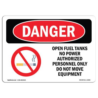 Open Fuel Tanks No Power Danger Sign