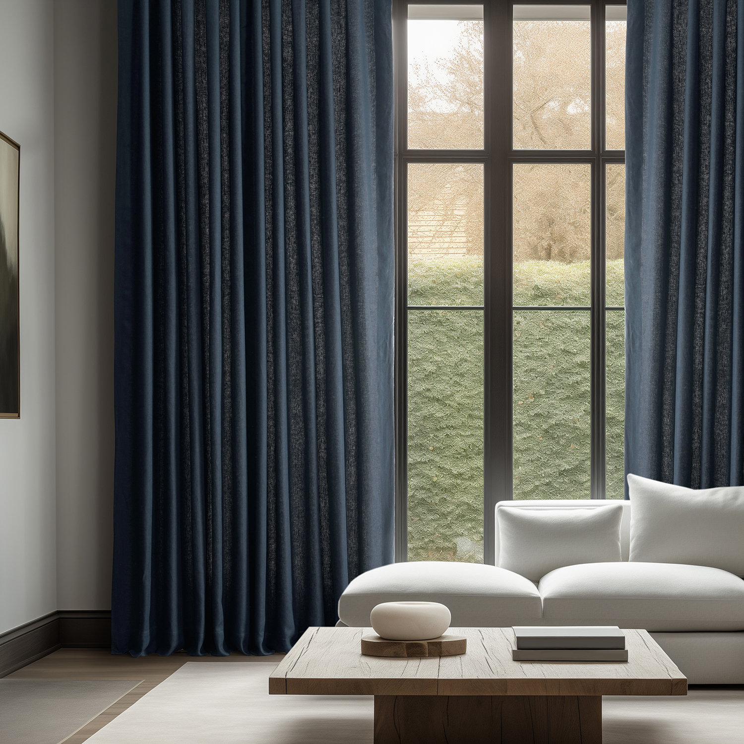 Briella Room Darkening Linen Curtain Panel, 50" W x 120" L, Native Navy