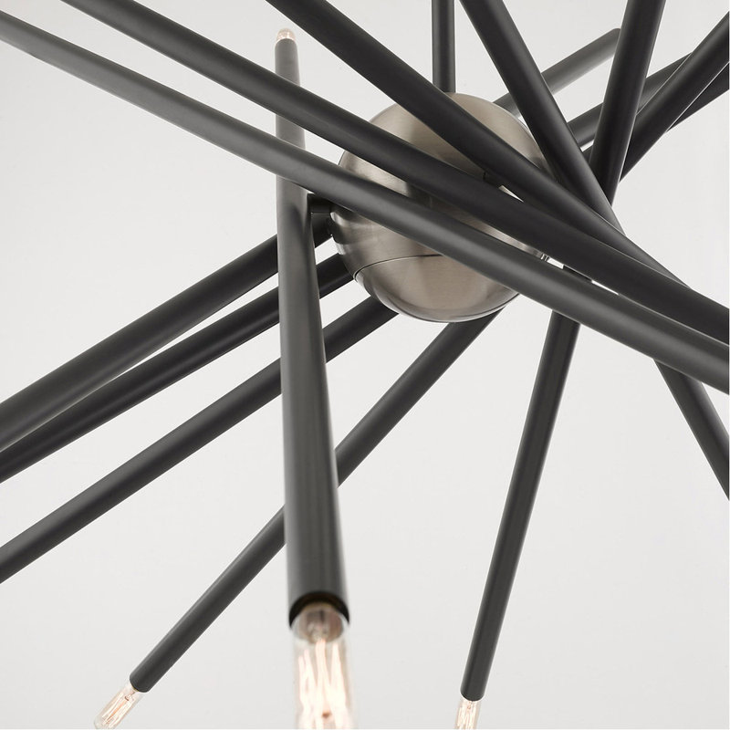 Runo Sputnik Modern Linear Chandelier, Scandinavian Gray