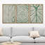 Abstrait botanique vert, feuilles blanches, 3 pièces-91874969-91874970