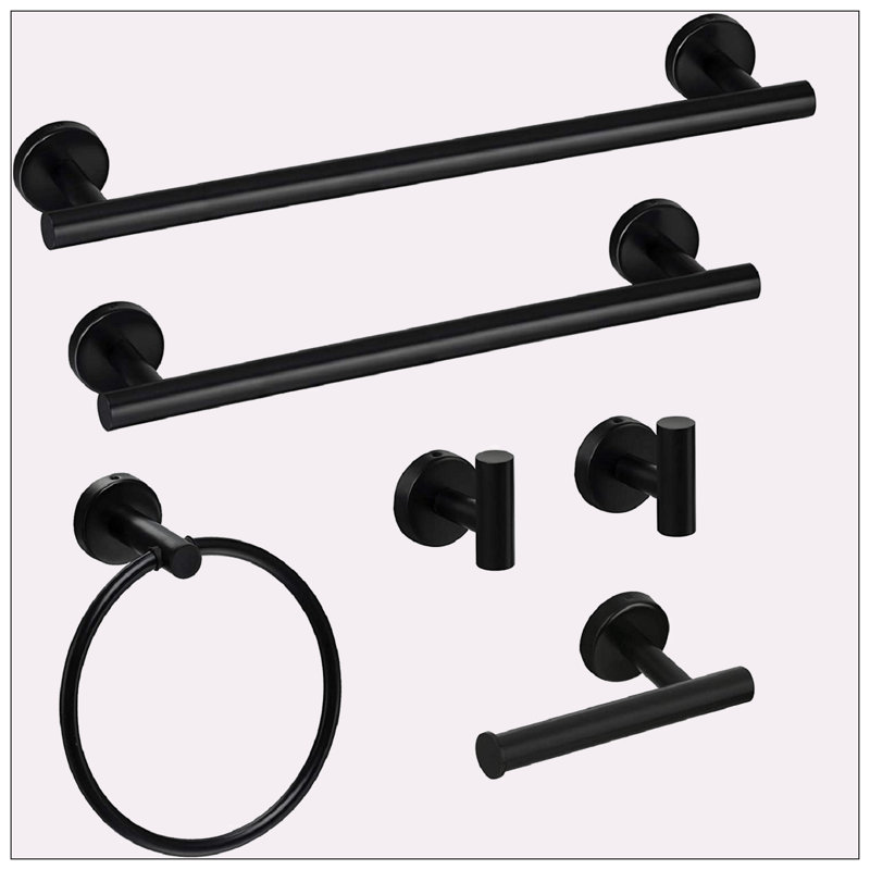 Bathroom Hardware Set, 7" H x 24" W x 3.34" D, Matte Black
