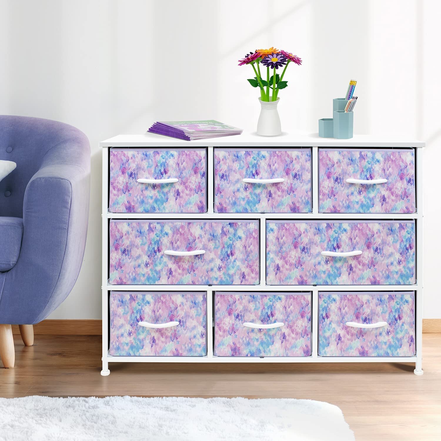 Sorbus 5 Drawer Storage Cube Dresser - Tie-Dye Purple