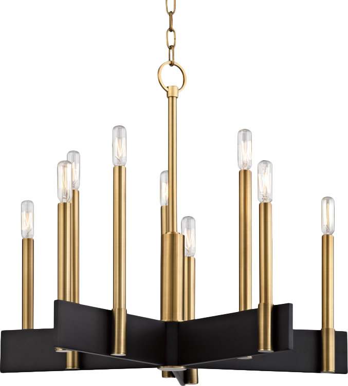 Abrams 10 - Light Classic / Traditional Chandelier, Aged Brass