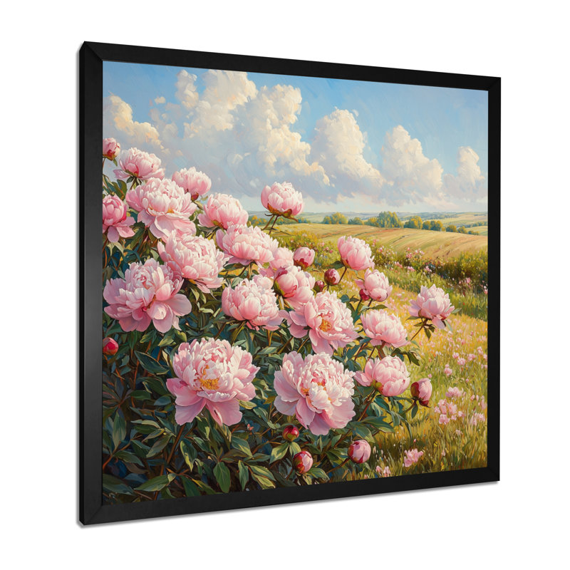 Pivoines à la ferme Edge III - Pivoines, art mural de salon, H 16 po x l 16 po, Reproduction encadrée d'une seule photo