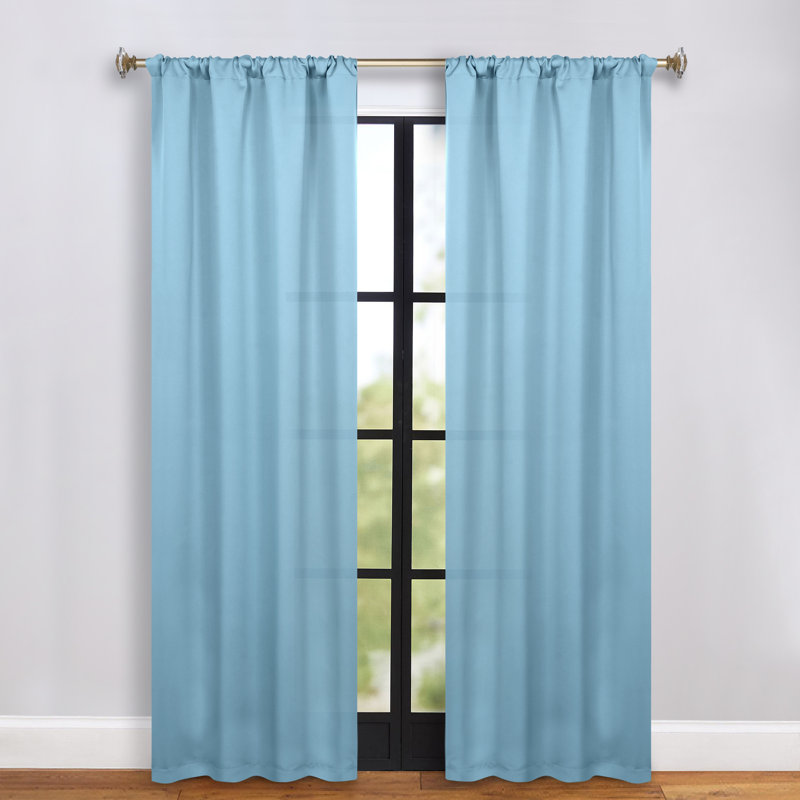 Moriah Millendon Solid Modern Polyester Rod Pockets Room Darkening Curtain Pair, 36" W x 84" L, Light Blue