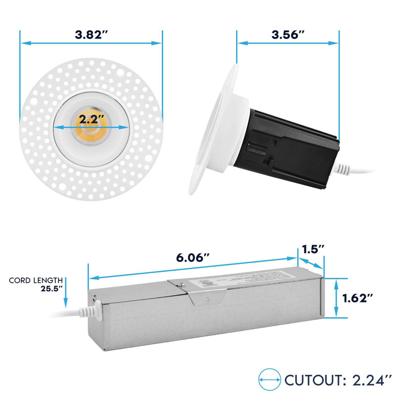 Ensemble d'éclairage encastré 1 "ultra-mince à DEL 1 pouce