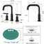 Robinet de salle de bain noir mat 8 po Très large avec poignées doubles et bonde escamotable - Laiton massif, pivotant sur 360 °, valve à disque en céramique goutte à goutte, bec de débit, 1,5 gallon par minute, facile à installer, laiton rouille et terni-121597158