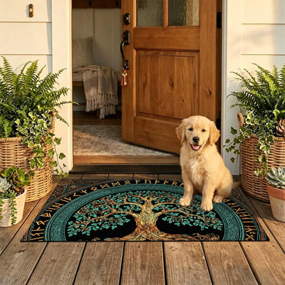  Non-Slip Indoor Outdoor Door Mat, 24"x36",Norse Rune Tree of Life