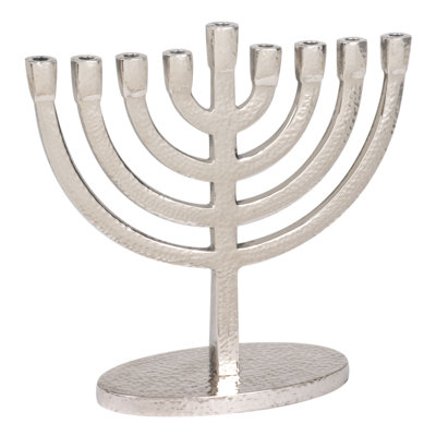 Menora de Hanoukka en aluminium martelé