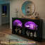Console Farmhouse avec tablettes réglables, table de vestibule arquée avec lumières DEL-129371877