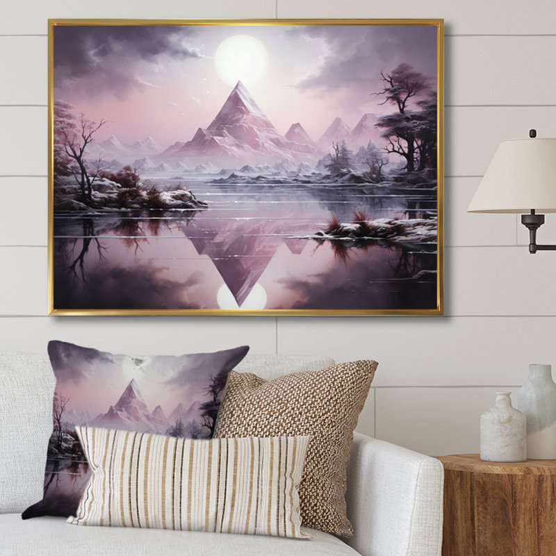 Pyramid Mystical Solitude - impression, H 30 po x l 40 po x P 1,5 po, Cadre flottant doré