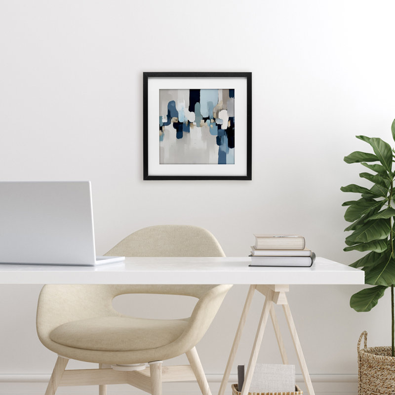 «Soft situation», reproduction abstraite encadrée sous verre, design par Annabelle Hall, H 13 po x l 13 po, Cadre noir minuit