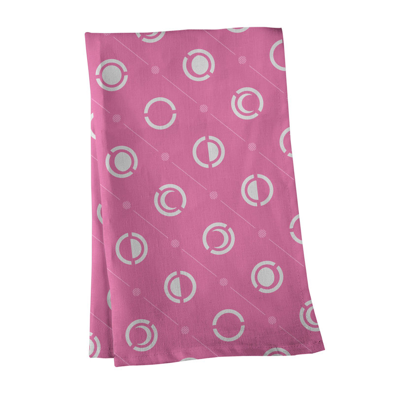 Torchon Moon phases, Rose bébé / Blanc, Croisé en coton