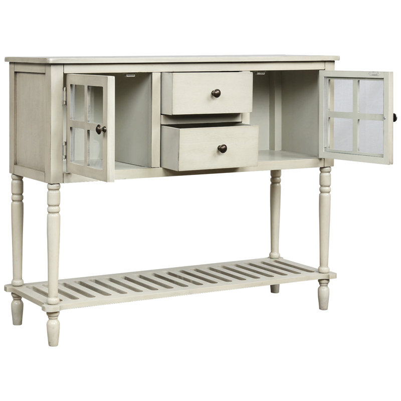 Buffet Barkell, table de buffet, armoire de salle à manger, crédence de bureau avec tablette inférieure et 2 tiroirs