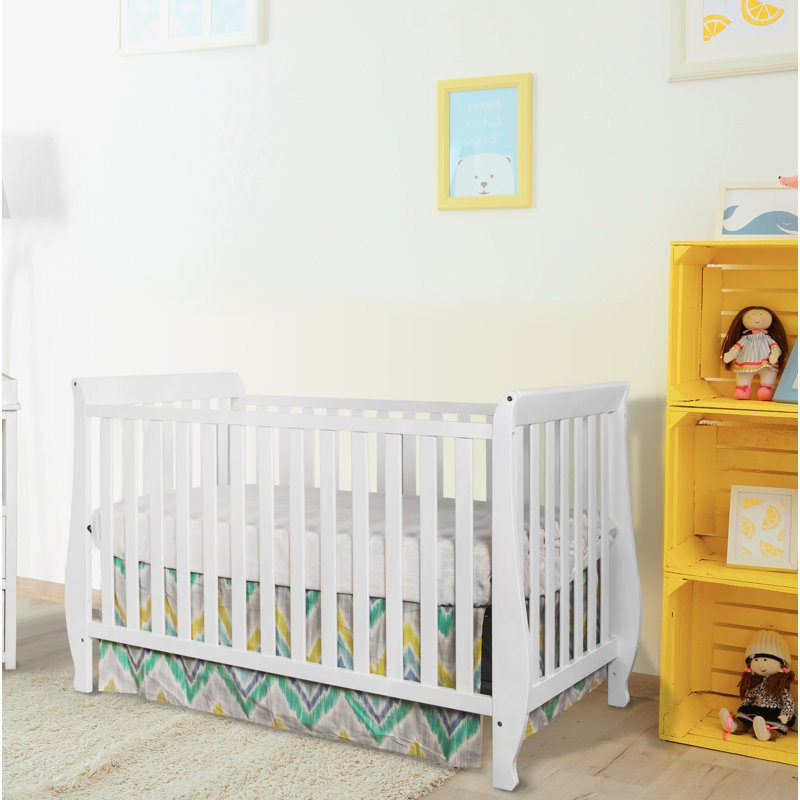 Naomi White 4-in-1 Convertible Crib with Toddler Guardrail