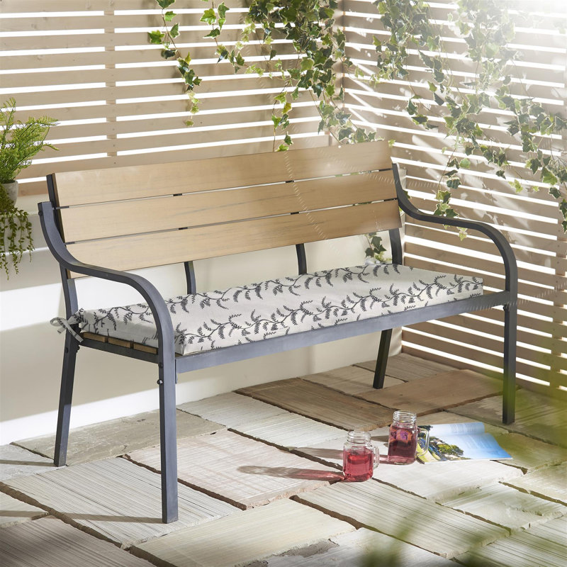 Garden Bench Pad Seat Cushion, Grey Floral