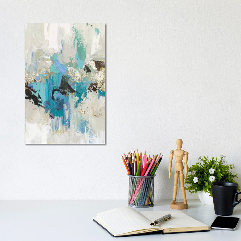 Blue Silver I 1 Piece Wrapped Canvas Wall Art, 20.32 cm H x 30.48 cm W