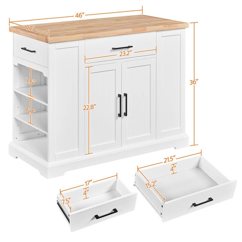 Chariot roulant pour îlot de cuisine avec 3 tiroirs