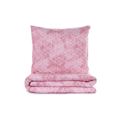 Ensemble de housse de couette simple 100% coton Ranforce, rose | Housse de couette 53,1 po x 78,7 po et taie d'oreiller 31,5 po x 31,5 po | Lavable à la machine, 145 fils, fermeture à boutons | Doux, durable, parfait pour les chambres confortables
