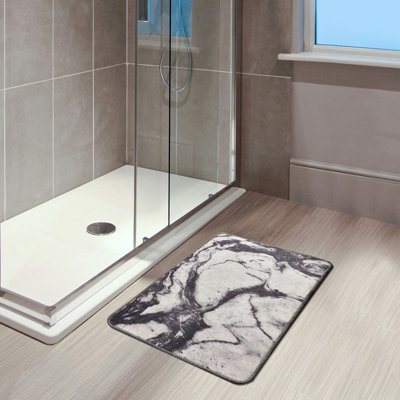 Tapis de bain antidérapant 100% polyester, 15,8 po x 23,6 po | Antiallergique, anti-poussière et anti-taches, 20,5 oz / m² | Lavable à la machine, facile d'entretien | Idéal pour les salles de bain, design élégant et fonctionnel