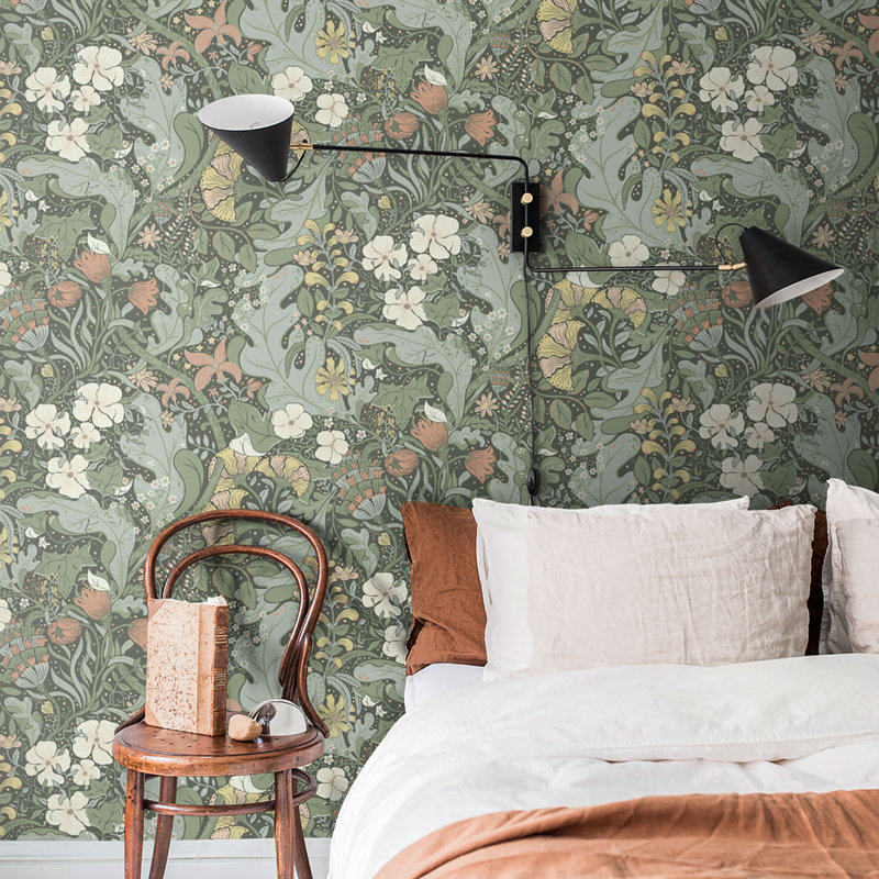 Hjarterum 10.05m x 53cm Wallpaper Roll, Green