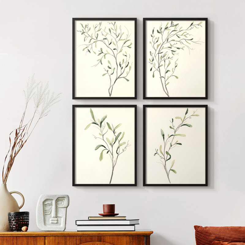 «Spindle Sprig I», ensemble de 4 encadrés, H 28 po x l 22 po, Noyer