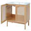 Meuble-lavabo de 30 pouces fabriqué à partir de matériaux naturels, avec des portes en rotin faites à la main et des mécanismes de fermeture en douceur