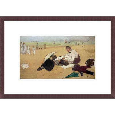 Scène de plage: petite fille se faisant coiffer par sa nourrice par Edgar Degas