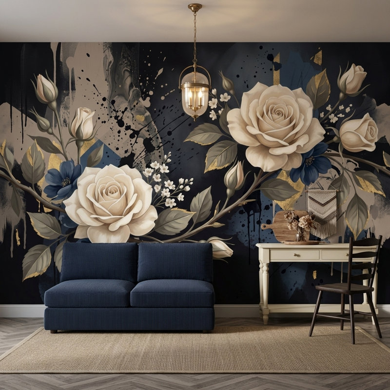 Ivoire Roses, 120"x96", Texturé non collé