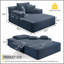 Luxueuse chaise longue en velours côtelé moelleux avec 3 coussins, canapé-lit convertible avec poche de rangement, conception sans cadre et mousse à compression pour les petits espaces, salon, appartement, bleu-2045143854