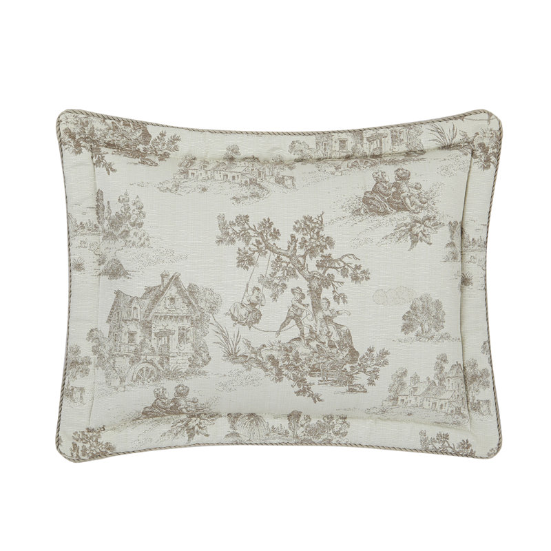 Austin Horn Classics Cosmopolitan Toile Comforter Set With Added Flange, King Comforter + 2 Shams, Taupe