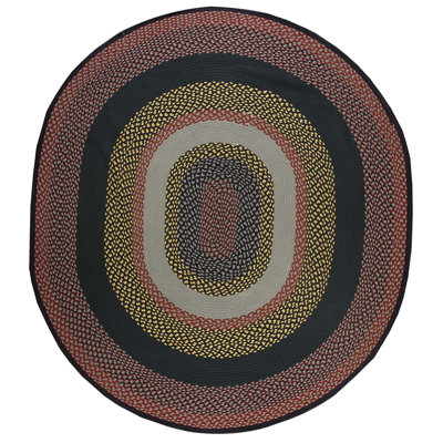 Tapis rétro tressé de forme ovale multicolore American Vintage