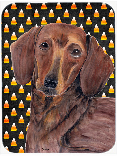 Caroline's Treasures Halloween Candy Corn Dachshund Portrait Glass Cutting Board