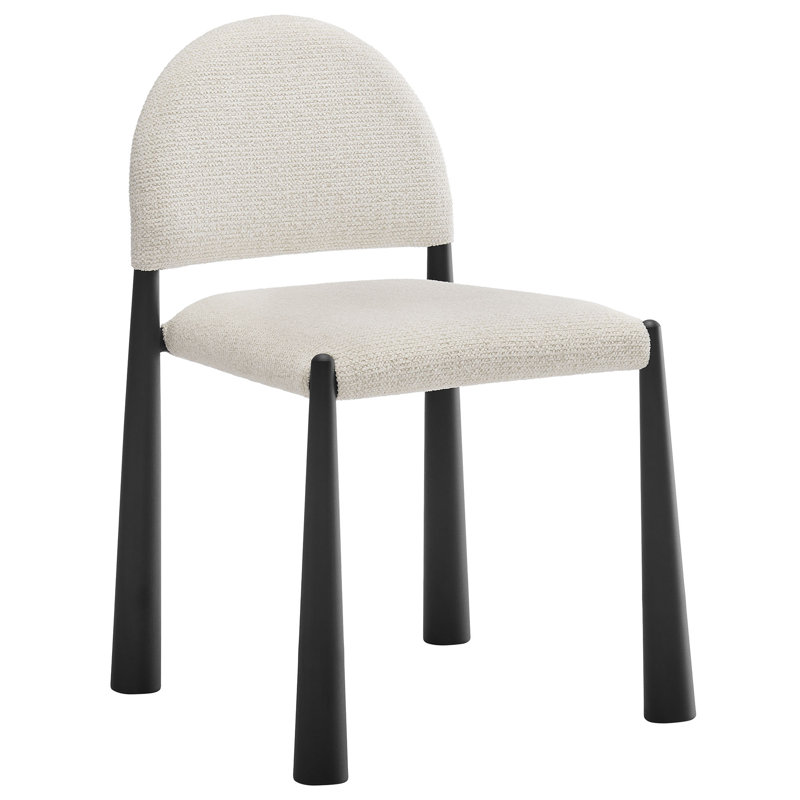 Hayley Upholstered Fabric Dining Side Chair, Cream, Black