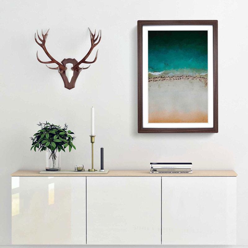 South Beach in Miami Florida in Abstract - Picture Frame Painting Print, Walnut Framed, 87cm H x 62cm W x 2cm D