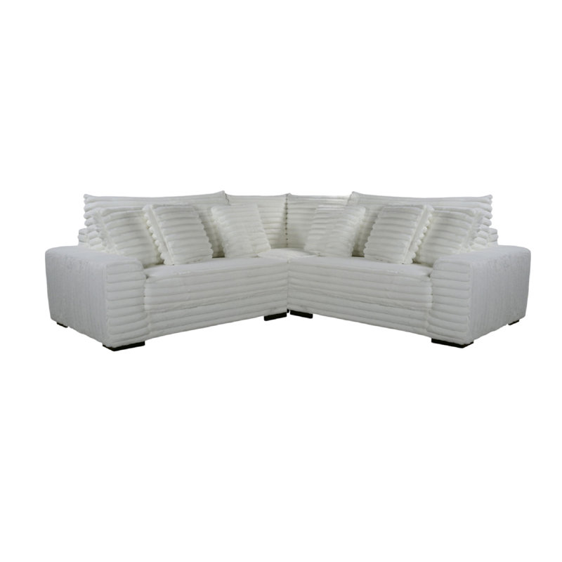 Ensemble de canapé modulaire 3 pièces Ezo, polyester blanc nervuré 3 pièces Ezo, Mélange de polyester blanc