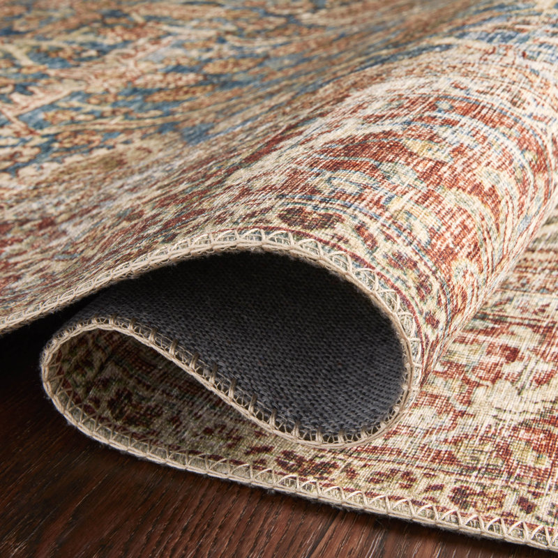 Pratt Oriental Area Rug in Ocean/Rust, Rectangle 9' x 12'